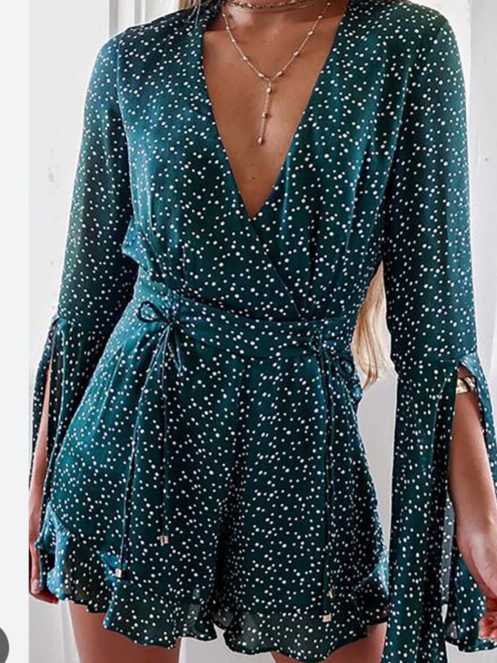 Runaway The Label Revolve You’re A Gem Polka Dot Romper Green Size Small/4